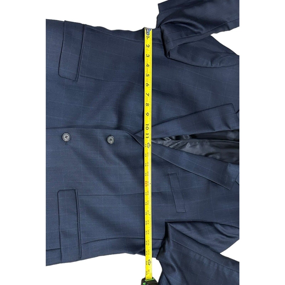 Lauren Ralph Lauren Men's 46R Navy Blue Plaid 100% Wool 2 Button Blazer Jacket - Picture 3 of 10